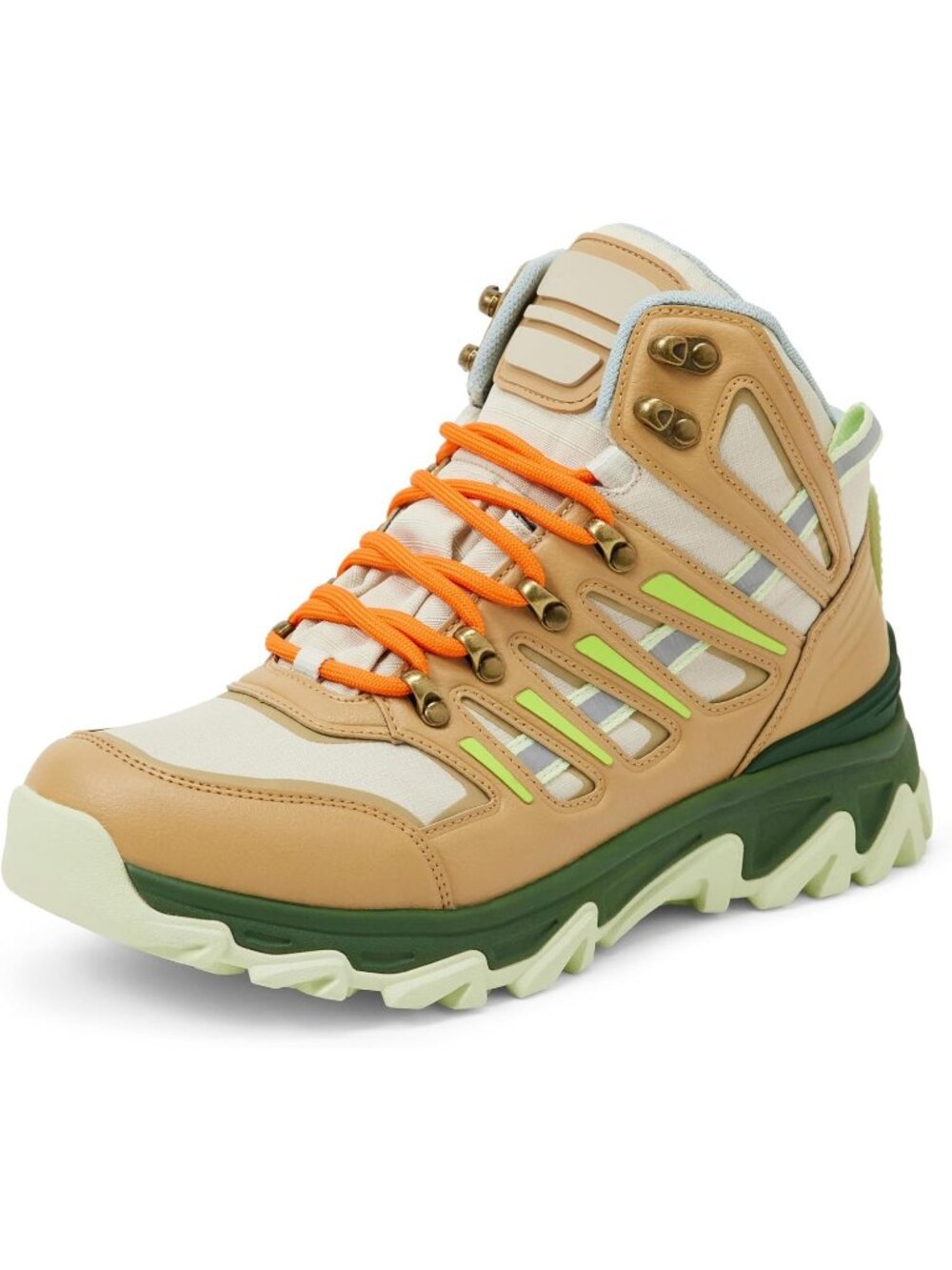 Men's Tan Multi Waterproof Shoes Casual High Top Round Toe Non Slip Hiking Boots